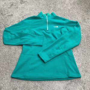 The North Face Glacier Fleece Jacket Women Small Green 1/4 Zip Pullover Outdoor